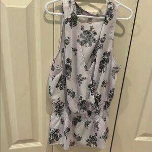Chelsea28 Black and White Floral Blouse